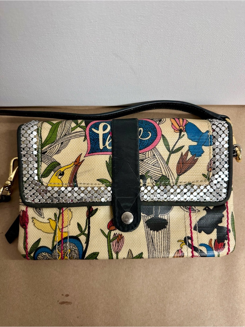 Floral Canvas Crossbody with Silver Trim Sakroots